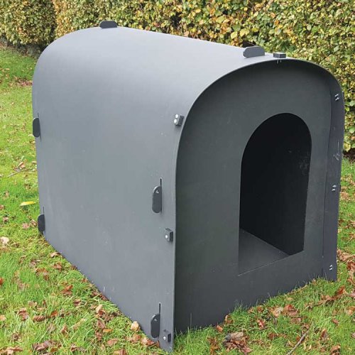 Our large plastic Dog Kennel the Solway Monster Dog Kennel shown here in Grey